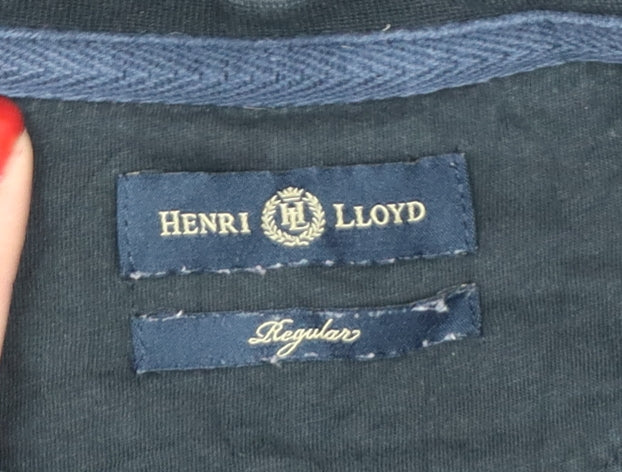 Henri Lloyd Men's Black L Regular Long Sleeve Crew Neck Logo T-Shirt