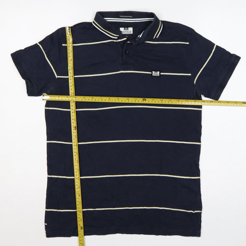 Weekend Offender Men’s Blue Striped Cotton Polo Shirt Small S