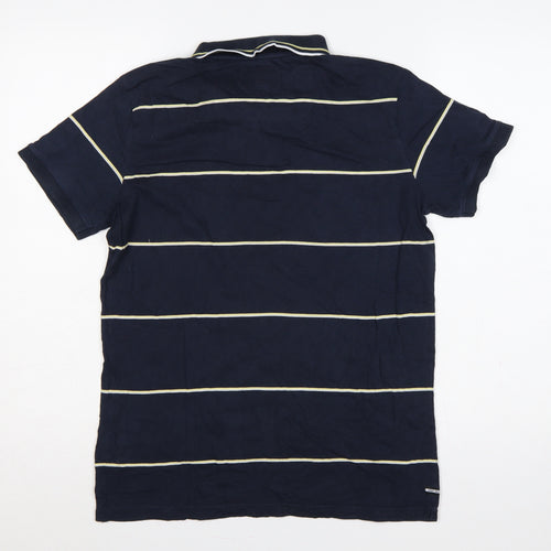 Weekend Offender Men’s Blue Striped Cotton Polo Shirt Small S