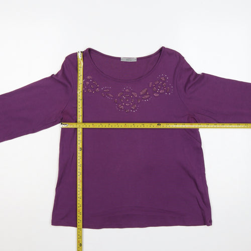 Marks and Spencer Women Purple UK 14 Embellished 3/4 Bell Sleeve Top