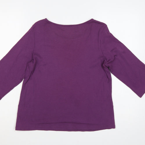 Marks and Spencer Women Purple UK 14 Embellished 3/4 Bell Sleeve Top