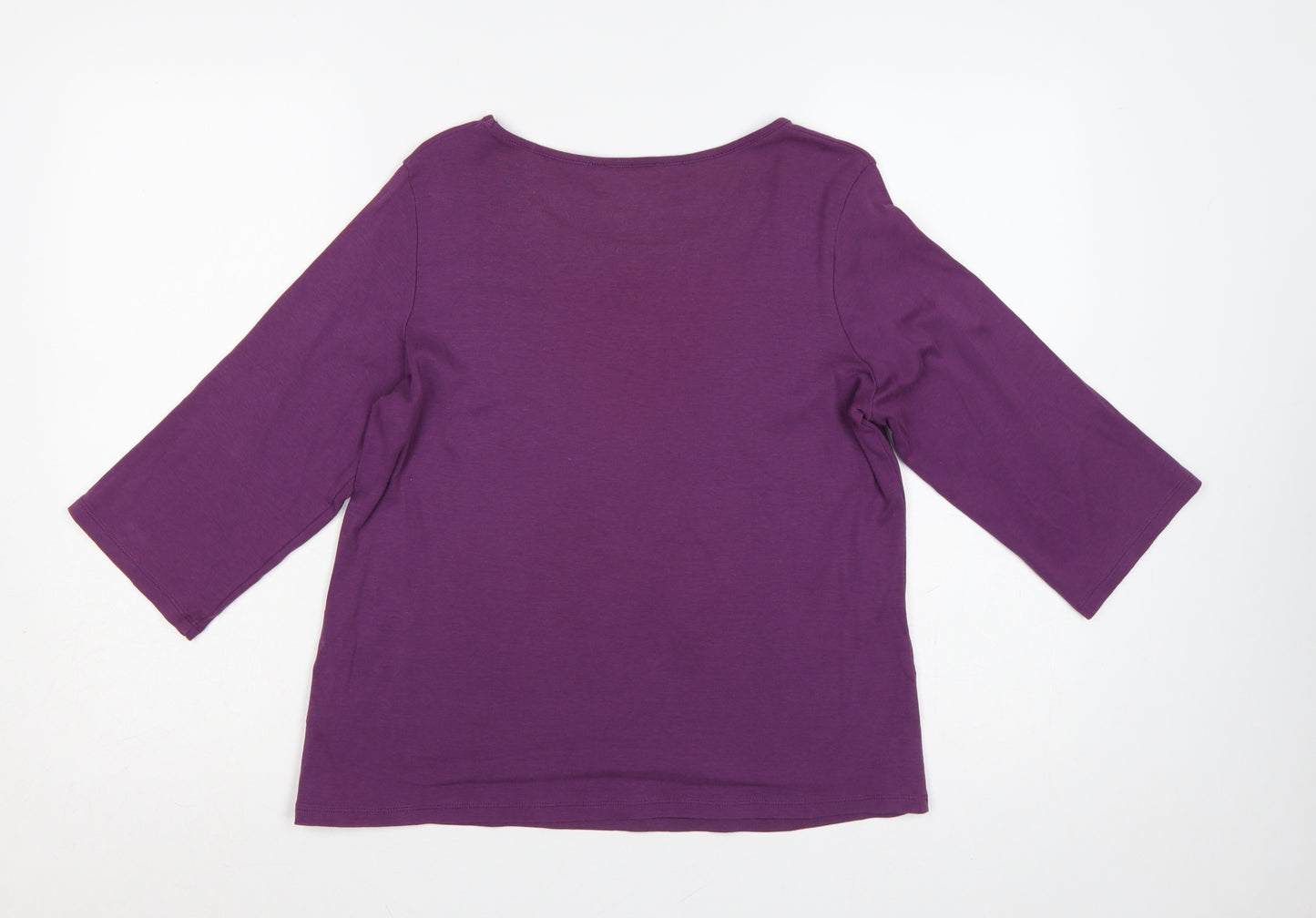 Marks and Spencer Women Purple UK 14 Embellished 3/4 Bell Sleeve Top