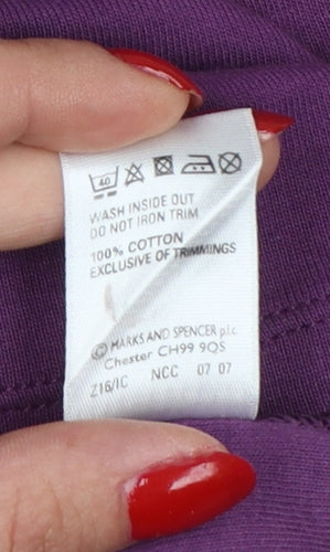 Marks and Spencer Women Purple UK 14 Embellished 3/4 Bell Sleeve Top