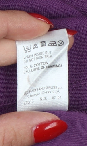 Marks and Spencer Women Purple UK 14 Embellished 3/4 Bell Sleeve Top