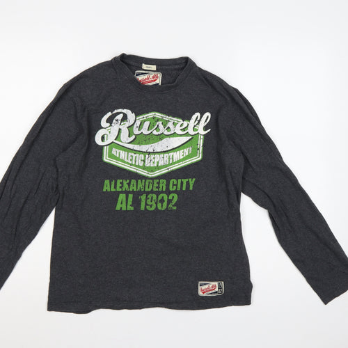 Russell Athletic Unisex Adults Grey S Long Sleeve Graphic T-Shirt
