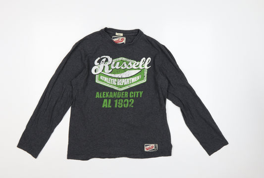 Russell Athletic Unisex Adults Grey S Long Sleeve Graphic T-Shirt
