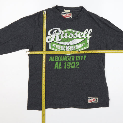 Russell Athletic Unisex Adults Grey S Long Sleeve Graphic T-Shirt