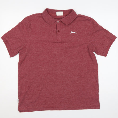 Slazenger Mens Red M Short Sleeve Logo Sports Polo Shirt