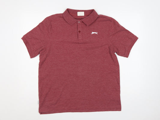 Slazenger Mens Red M Short Sleeve Logo Sports Polo Shirt
