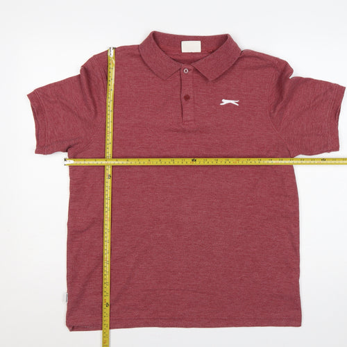Slazenger Mens Red M Short Sleeve Logo Sports Polo Shirt