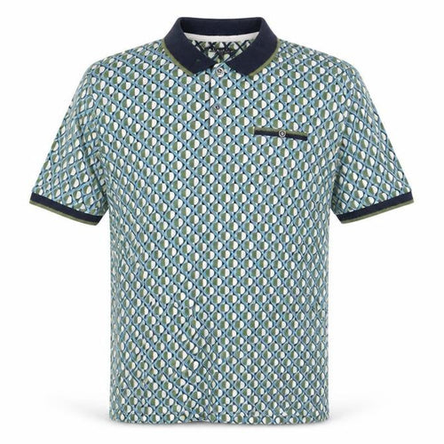 Peacocks Men’s Multicoloured Geometric Cotton Polo Shirt L Short Sleeve
