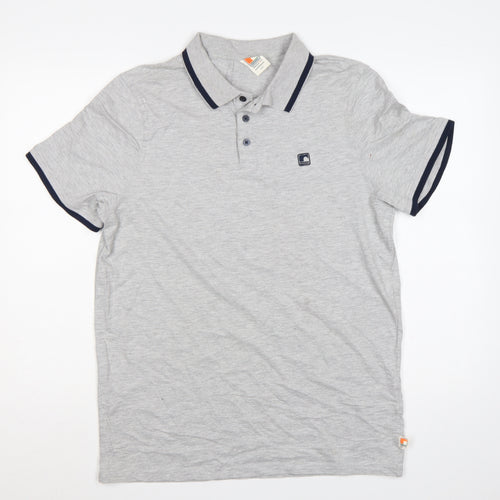SoulCal & Co Men’s Grey L Cotton Logo Trim Short Sleeve Polo Shirt