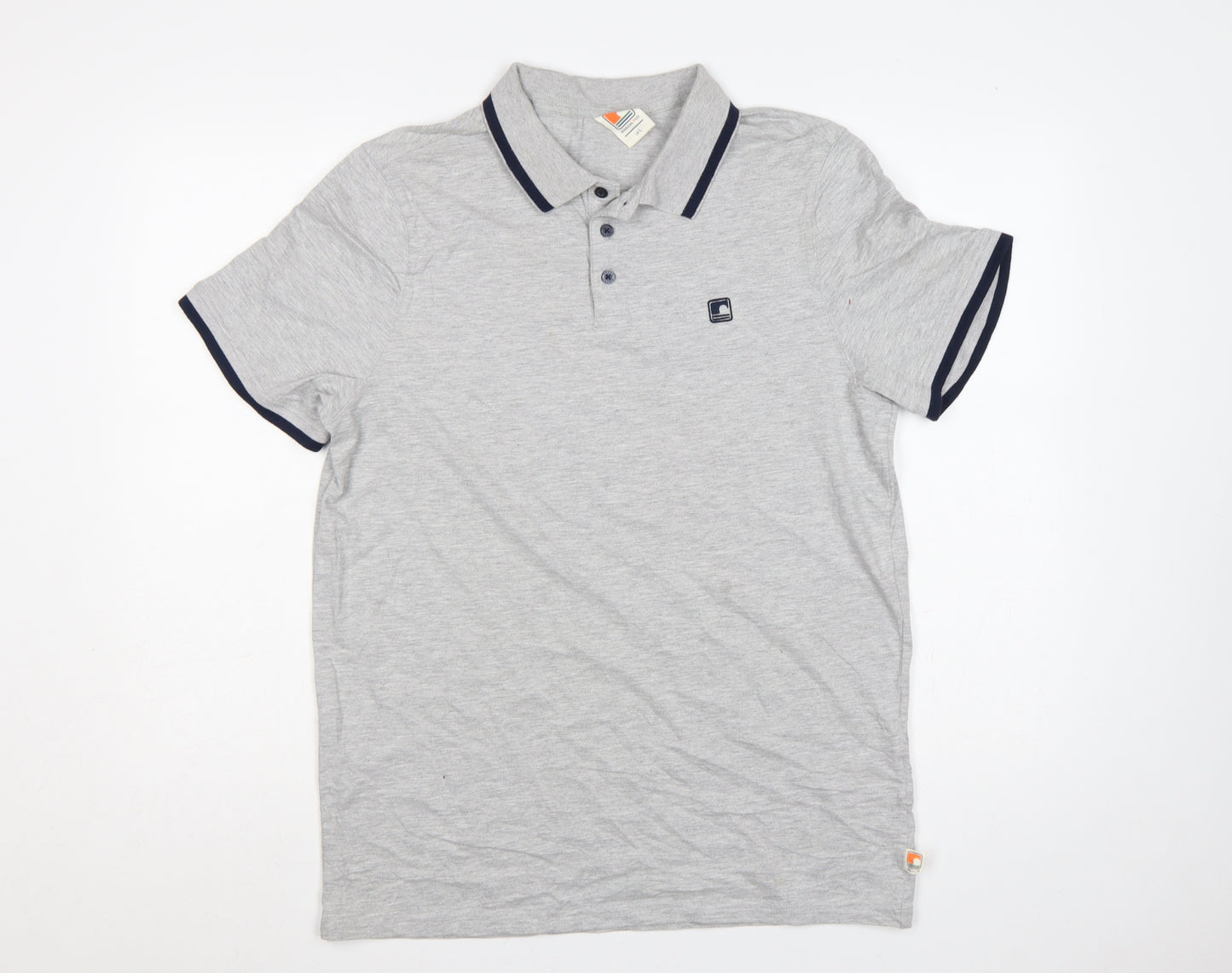 SoulCal & Co Men’s Grey L Cotton Logo Trim Short Sleeve Polo Shirt