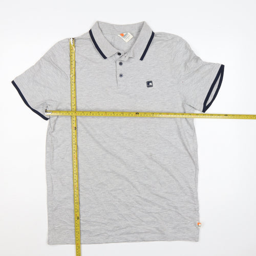 SoulCal & Co Men’s Grey L Cotton Logo Trim Short Sleeve Polo Shirt