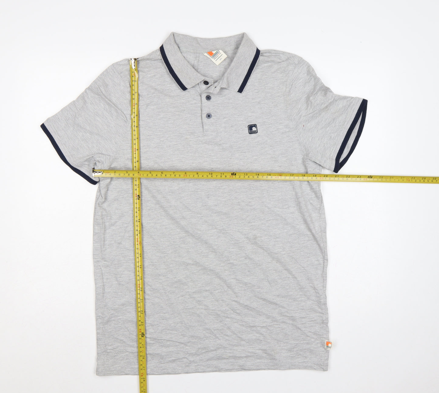 SoulCal & Co Men’s Grey L Cotton Logo Trim Short Sleeve Polo Shirt