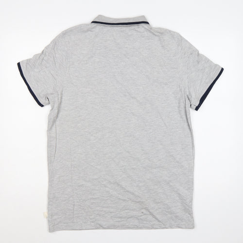 SoulCal & Co Men’s Grey L Cotton Logo Trim Short Sleeve Polo Shirt