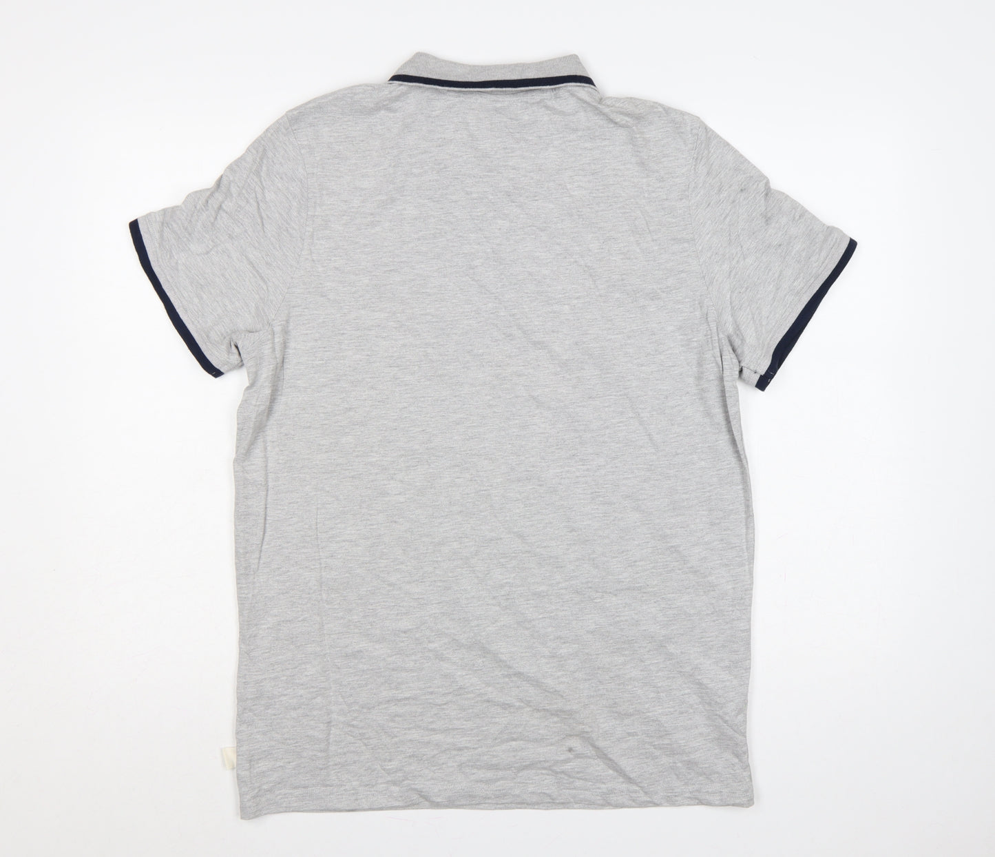 SoulCal & Co Men’s Grey L Cotton Logo Trim Short Sleeve Polo Shirt