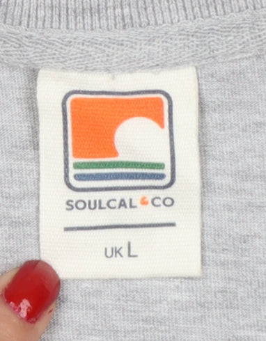 SoulCal & Co Men’s Grey L Cotton Logo Trim Short Sleeve Polo Shirt