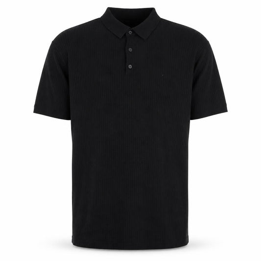 BoohooMAN Men’s Black XL Rib Knit Short Sleeve Polo Shirt