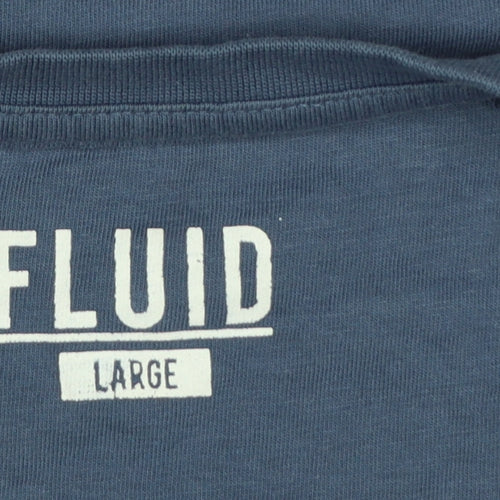 Fluid Men’s Blue Large Long Sleeve Crew Neck Cotton T-Shirt