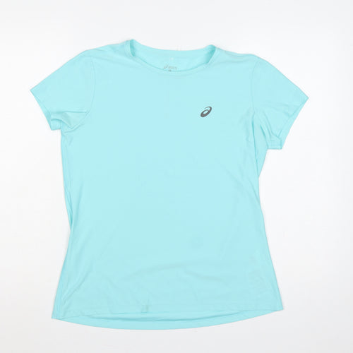 Asics Women Blue M Athletic Motion Dry Reflective Running T-Shirt