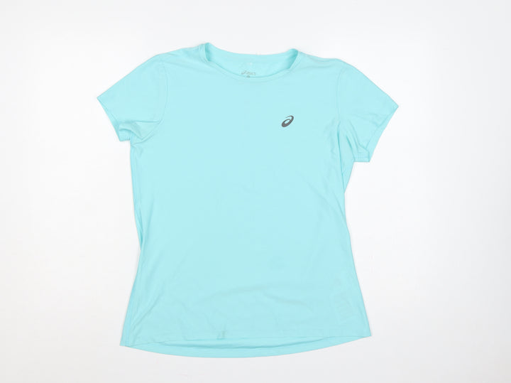 Asics Women Blue M Athletic Motion Dry Reflective Running T-Shirt