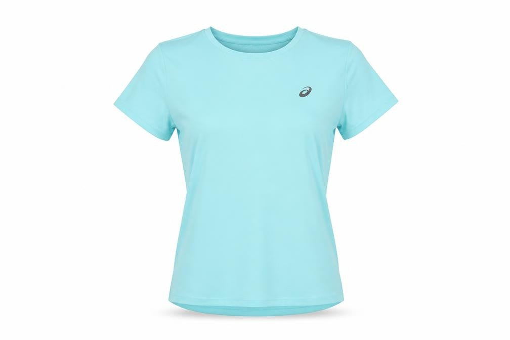 Asics Women Blue M Athletic Motion Dry Reflective Running T-Shirt