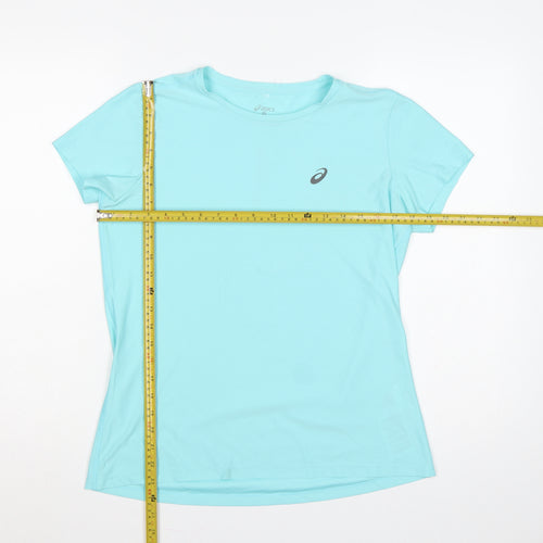 Asics Women Blue M Athletic Motion Dry Reflective Running T-Shirt