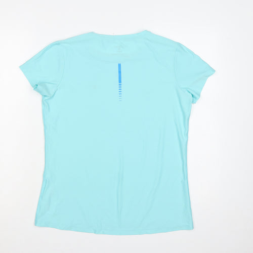Asics Women Blue M Athletic Motion Dry Reflective Running T-Shirt