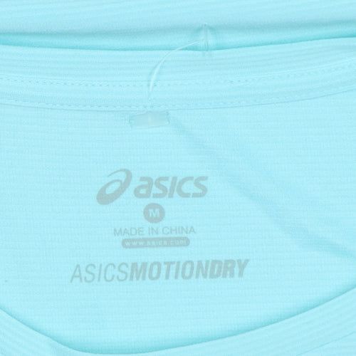 Asics Women Blue M Athletic Motion Dry Reflective Running T-Shirt
