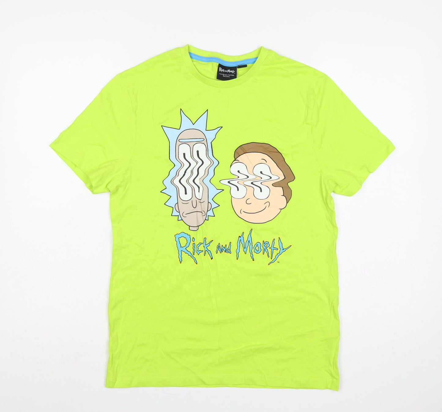 Primark Men's Green S Rick and Morty Graphic Print Crew Neck T-Shirt