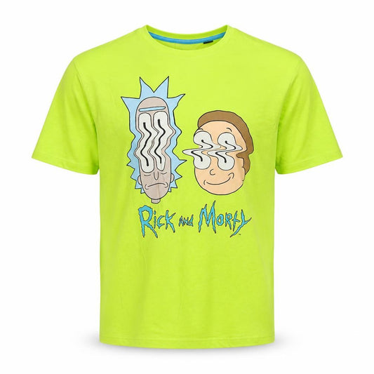 Primark Men's Green S Rick and Morty Graphic Print Crew Neck T-Shirt