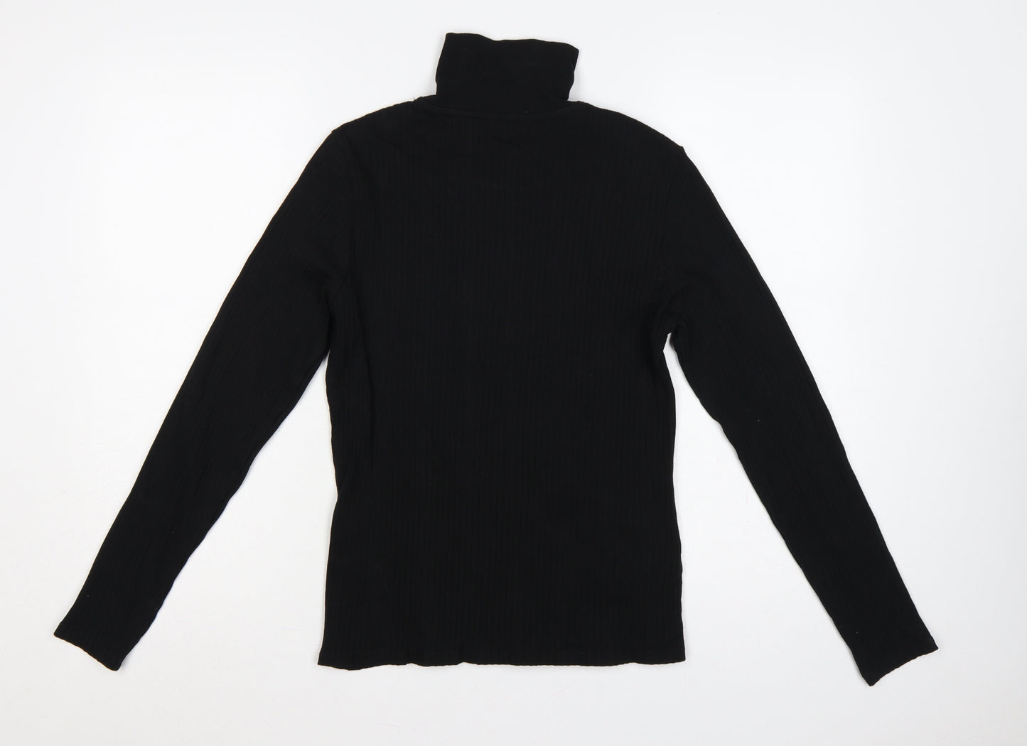 River Island Women Black UK 14 Ribbed Jersey High Neck Zip Top