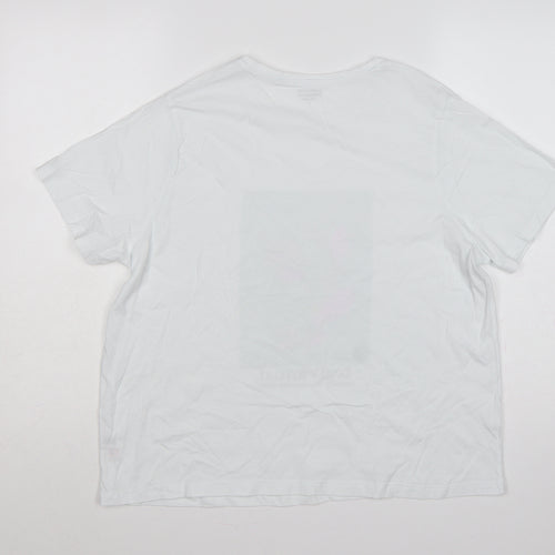 Dunnes Stores Women White Floral Graphic Cotton T-Shirt UK 18