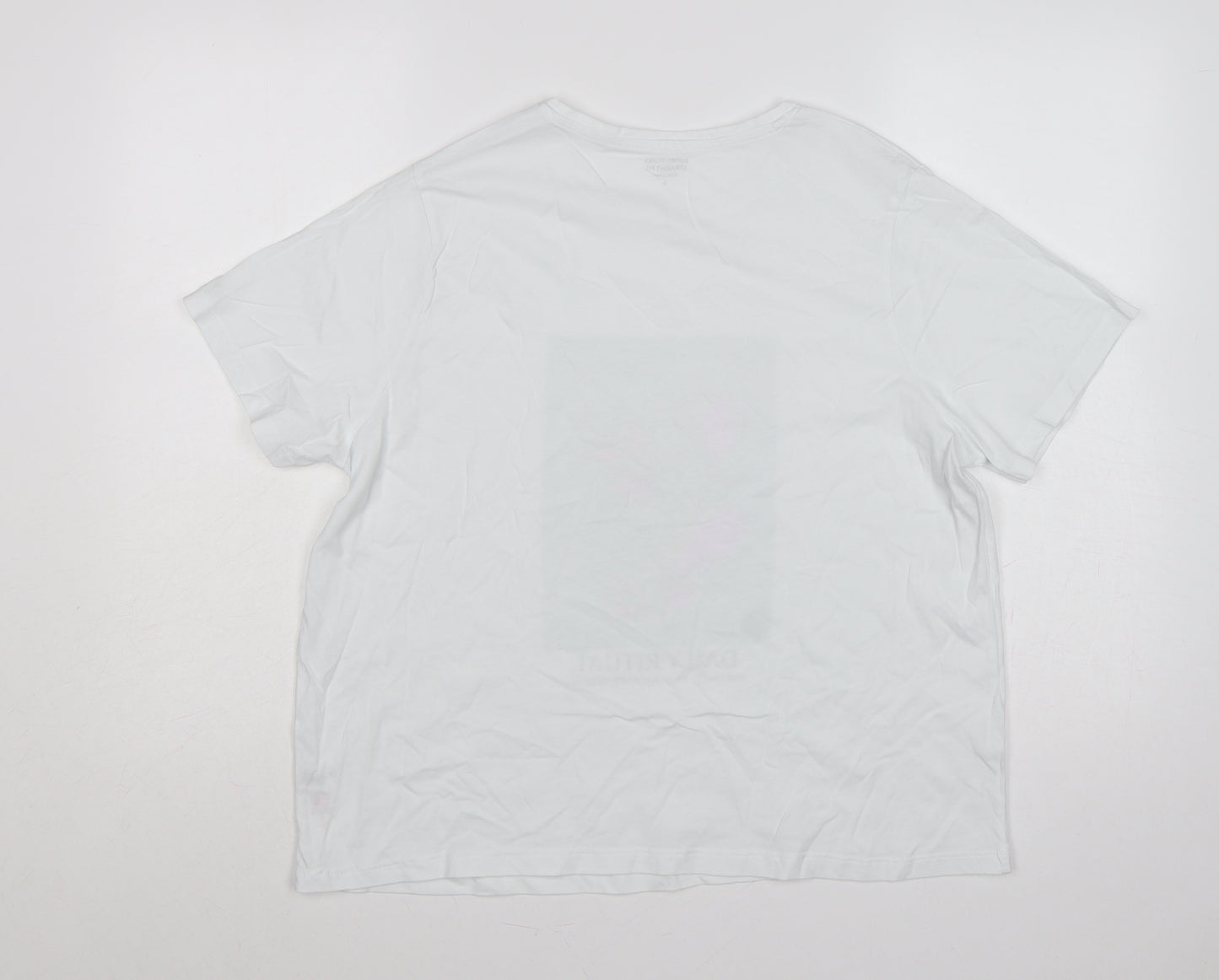 Dunnes Stores Women White Floral Graphic Cotton T-Shirt UK 18