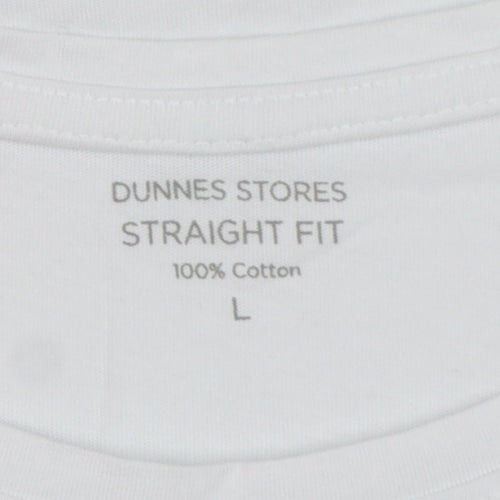 Dunnes Stores Women White Floral Graphic Cotton T-Shirt UK 18