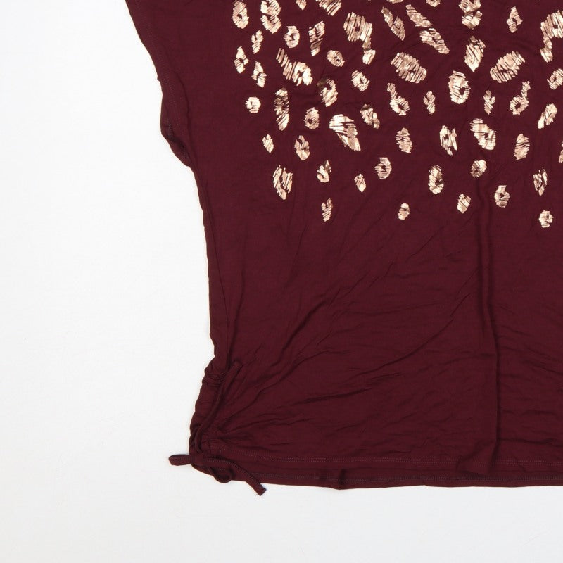 Principles Women’s Red Size 16 Leopard Sequin Drawstring T-Shirt