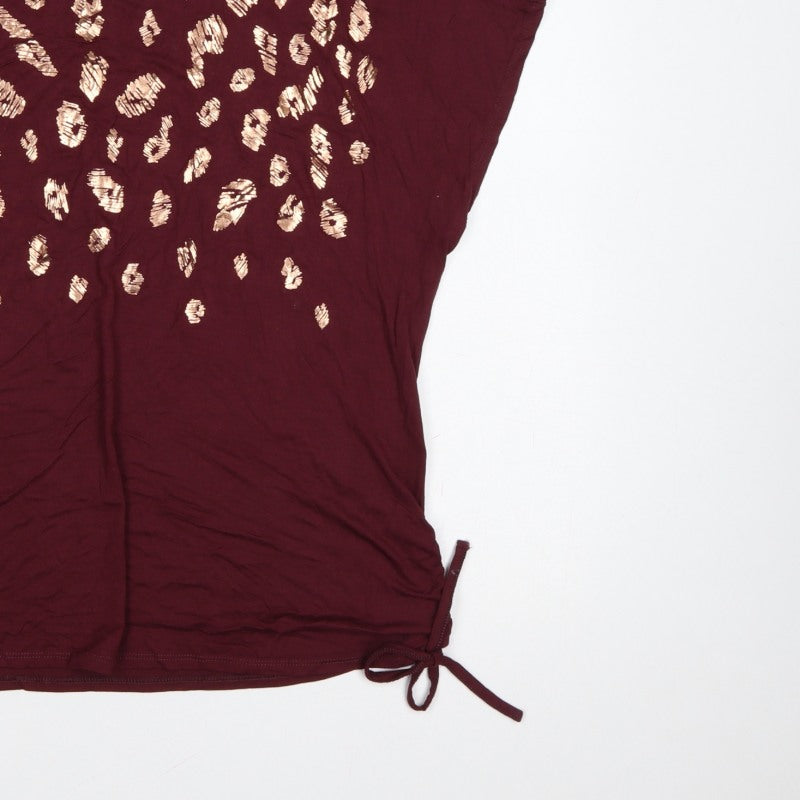 Principles Women’s Red Size 16 Leopard Sequin Drawstring T-Shirt