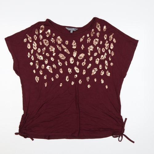 Principles Women’s Red Size 16 Leopard Sequin Drawstring T-Shirt