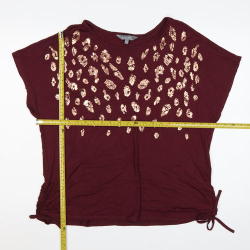 Principles Women’s Red Size 16 Leopard Sequin Drawstring T-Shirt