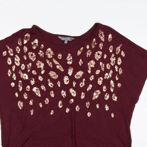 Principles Women’s Red Size 16 Leopard Sequin Drawstring T-Shirt