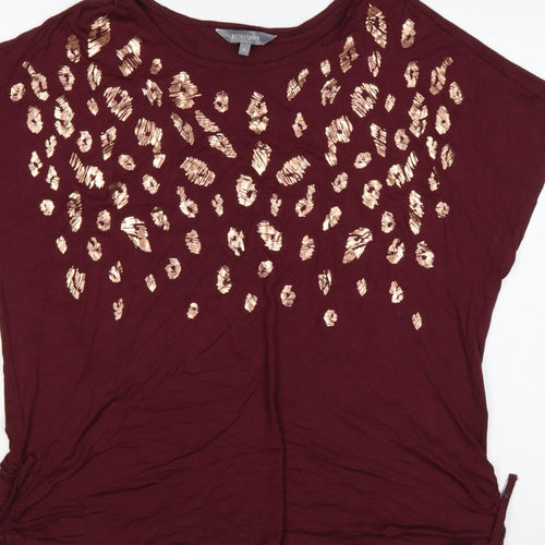 Principles Women’s Red Size 16 Leopard Sequin Drawstring T-Shirt