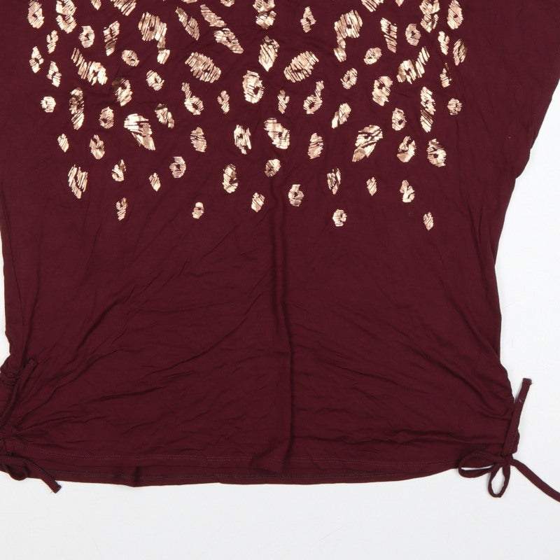 Principles Women’s Red Size 16 Leopard Sequin Drawstring T-Shirt