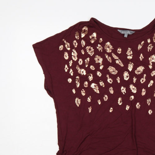 Principles Women’s Red Size 16 Leopard Sequin Drawstring T-Shirt