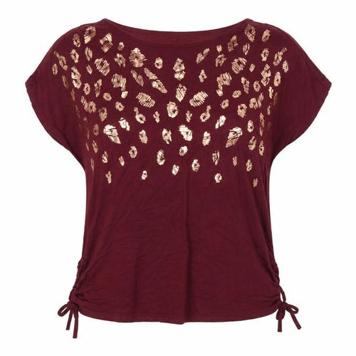 Principles Women’s Red Size 16 Leopard Sequin Drawstring T-Shirt