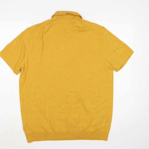 Marks and Spencer Men’s Yellow Cotton Rich Knit Polo Shirt L Regular