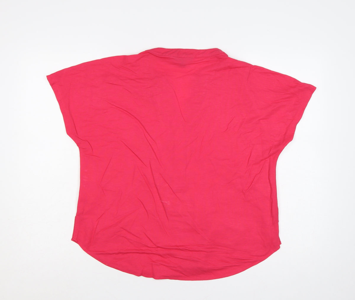 Cortefiel Women’s Pink UK 10 Cap Sleeve V-Neck Button Blouse
