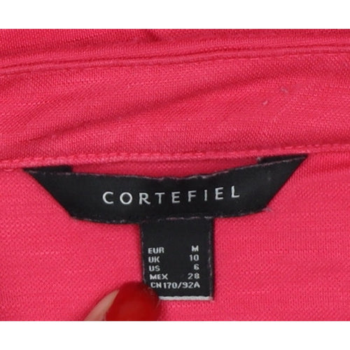 Cortefiel Women’s Pink UK 10 Cap Sleeve V-Neck Button Blouse