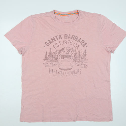 Dunnes Stores Men's Pink 2XL California Mountain Graphic Print T-Shirt