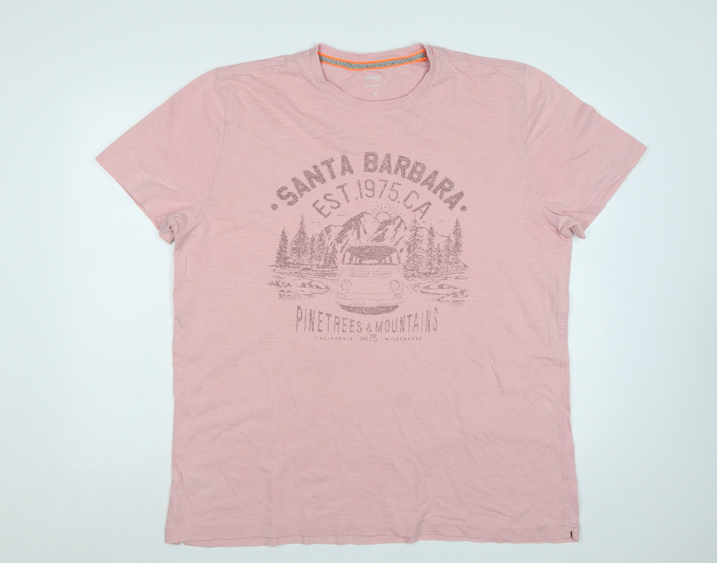 Dunnes Stores Men's Pink 2XL California Mountain Graphic Print T-Shirt